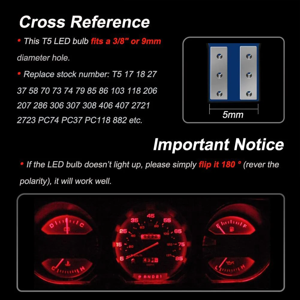 T5 LED  W3W W1.2W 12V LED Canbus ڵ ׸ ,    ǥñ  ڵ  , 10 