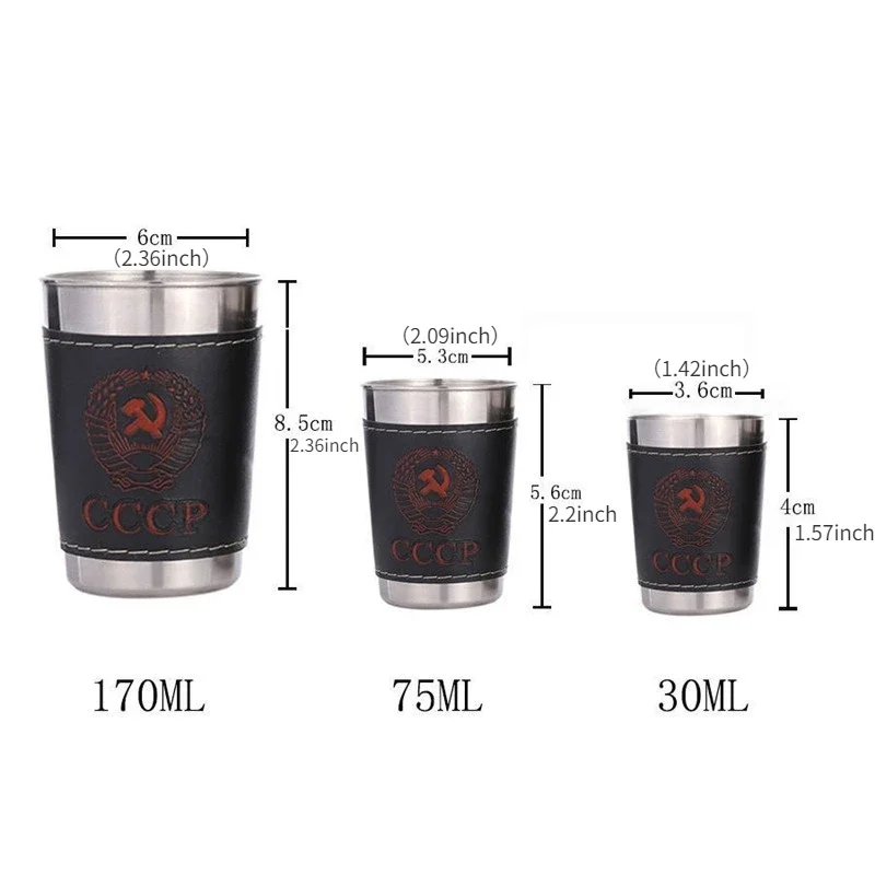 4pcs/set Stainless Steel Mini Wine Tumbler Portable Personalized 30ml/75ml/170ml Shot Glass Set