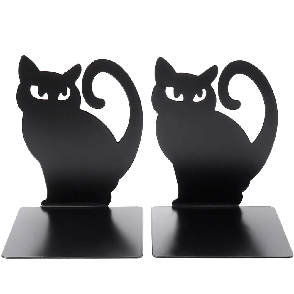 

Black Cat Bookend Metal Trim Holders Plug Reading Organizer Decorative Iron Shaped Exquisite Office File Stands Bookends