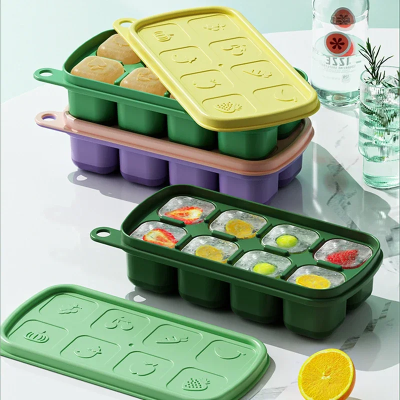 PP food grade silicone ice tray baby food storage box with cover