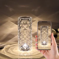 LED Crystal Table Lamp Rose Light Projector 3/16 Colors Night Light 6