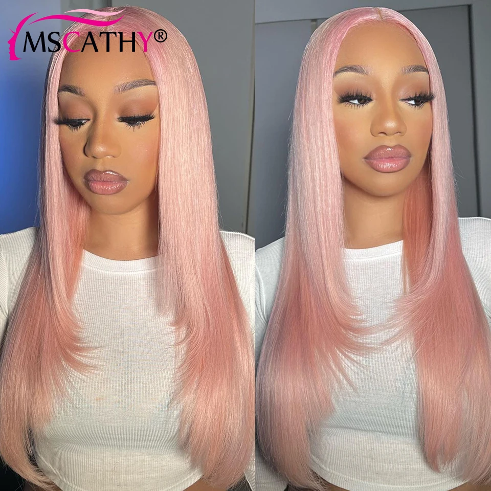 Pink Colored Layered Lace Front Wig Brazilian Platinum Ice Blonde Virgin Human Hair Wigs For Women Hd Transparent Lace Front Wig