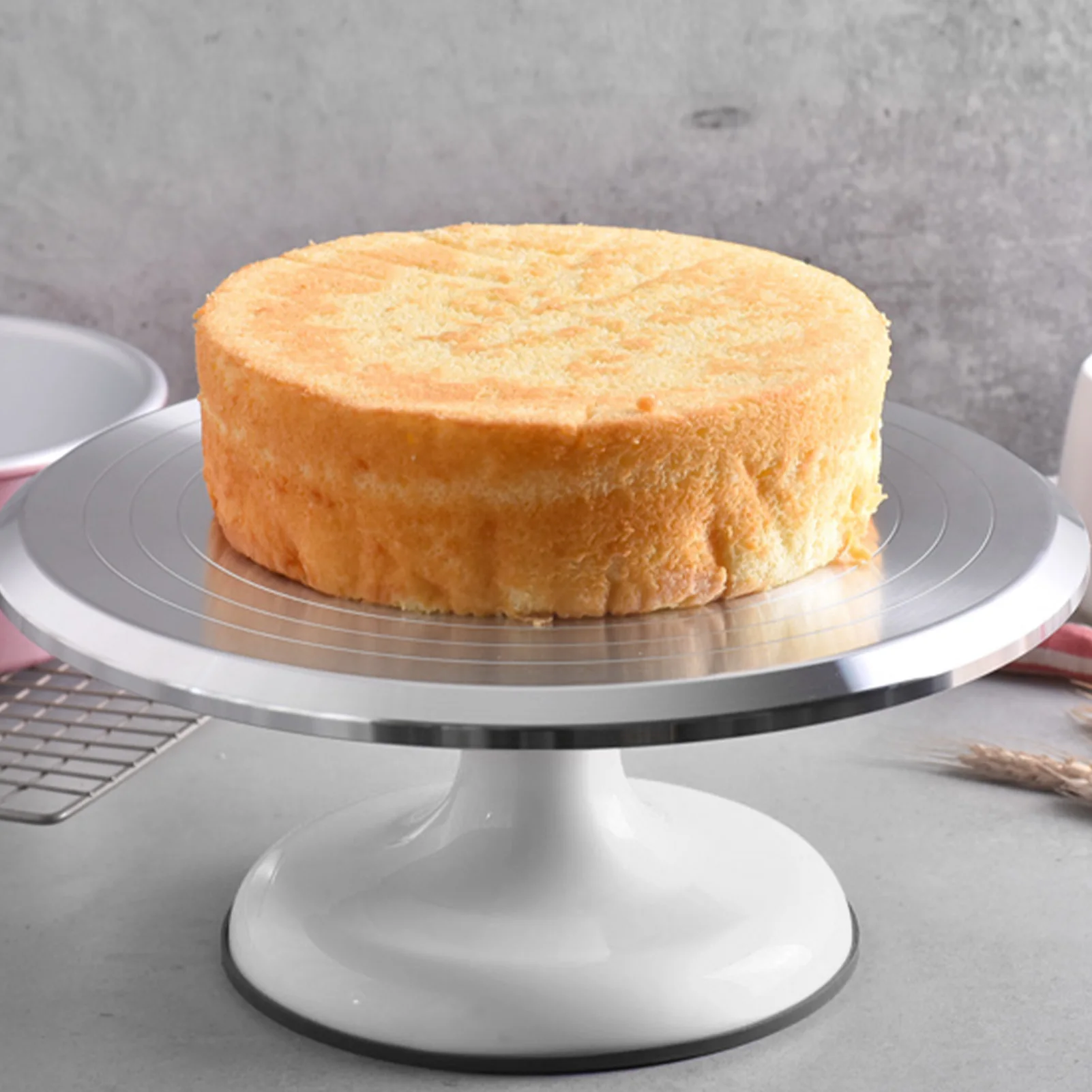 Baking Supplies Cake Turntable Revolving Cake Stand Aluminum Alloy 10 Inch Silent Bearing Rounded Edges For Home Decorating Supplies