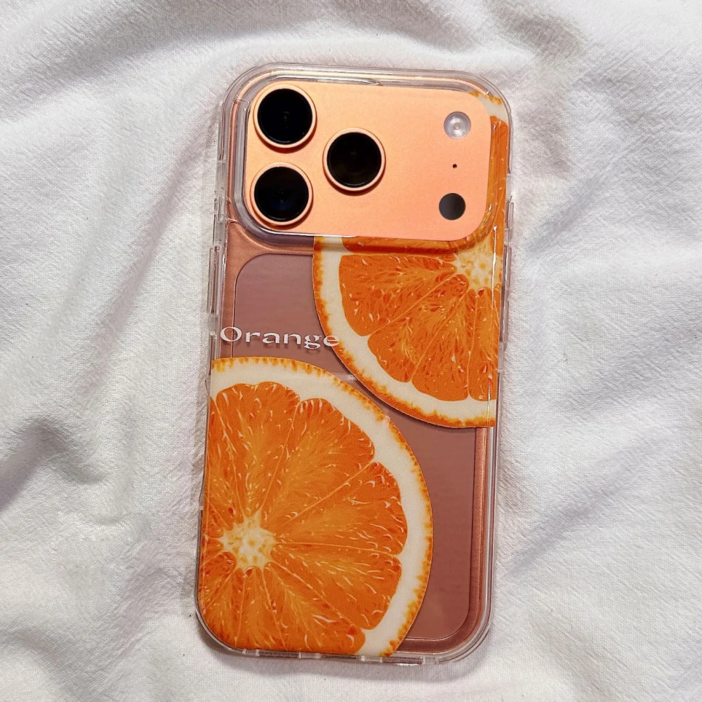 Creative Trendy Orange Fruit Transparent Soft Clear Phone Case