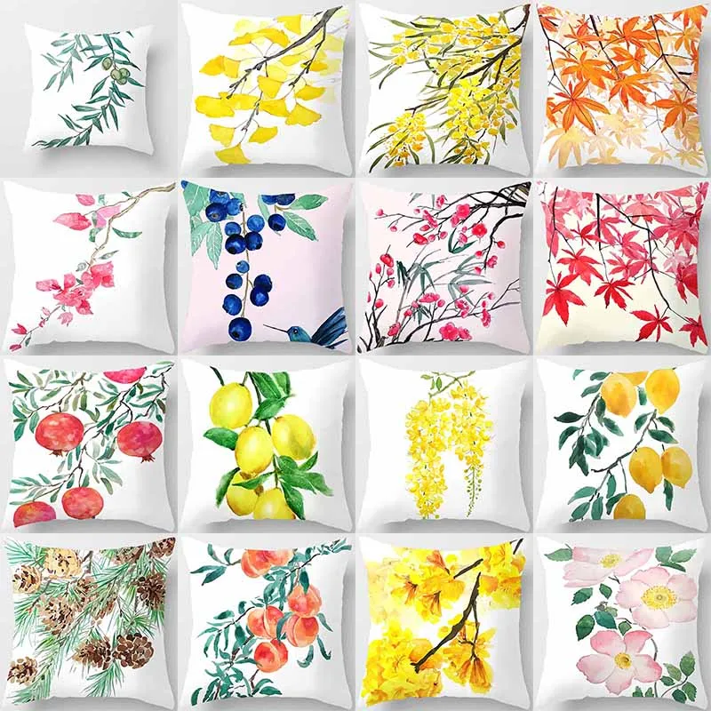 

All Kinds of Tree Branches Printed Square Pillowcase, Used for Home Decoration, Car Sofa Cushion Cover45cm*45cm