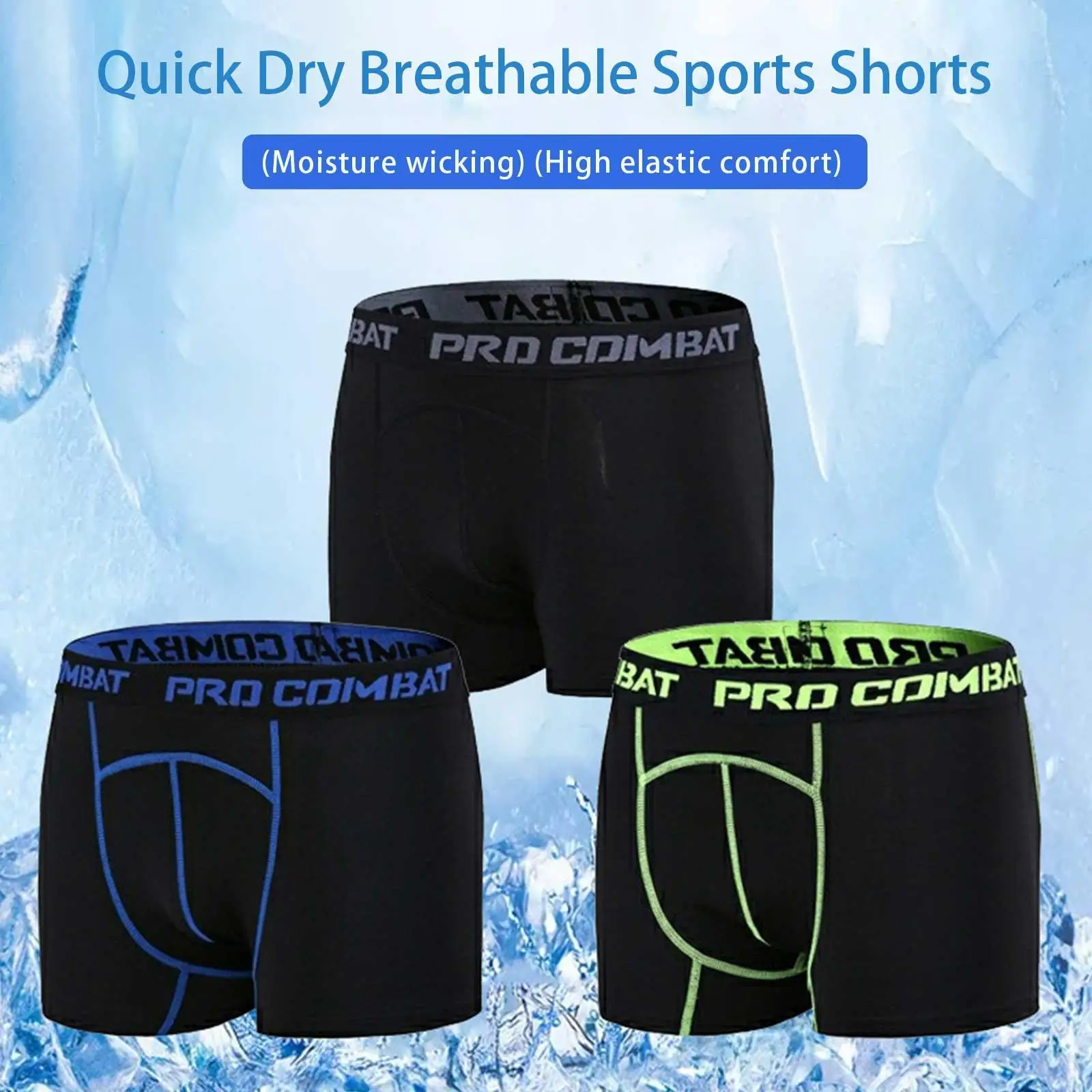 

Men Running Tights Compression Short Pants Super Elastic Fitness Sports Thigh Length Quick Dry Yoga Bottoms Training Wear