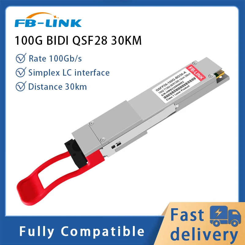 100G BIDI 30km 100G QSFP28 1304/1309nm GBIC Transceiver Module for Cisco Mikrotik Huawei Mellanox Ethernet switch