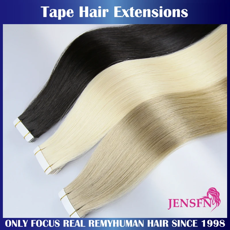 Tape In Extensions 100% Real Human Hair Remy Natural 16"-26" Inch 613 Color Straight Seamless PU Skin Weft Tape Ins for Salon