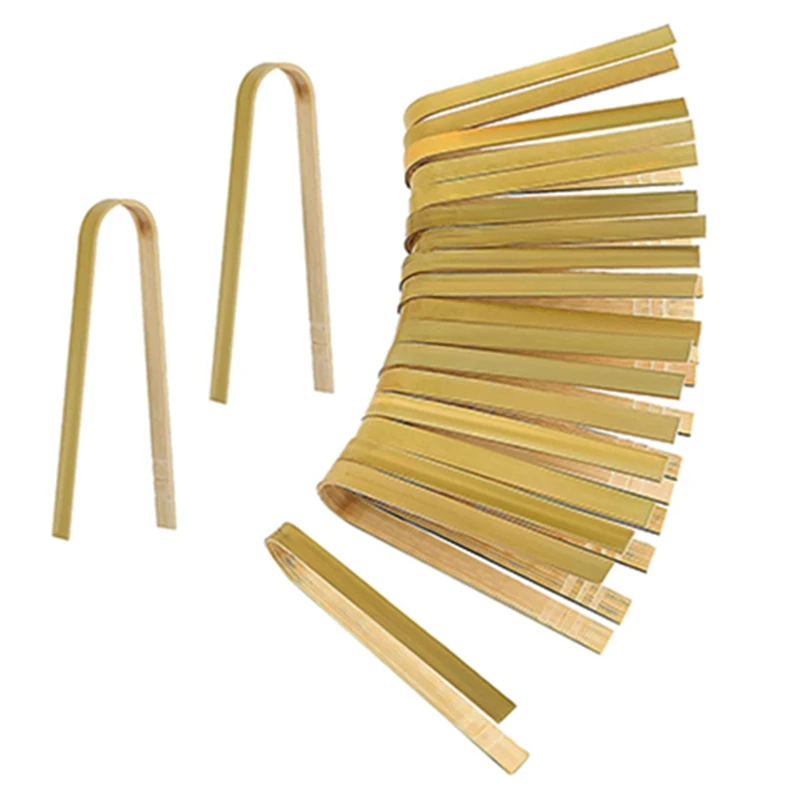 

100 шт., одноразовые бамбуковые мини-щипцы