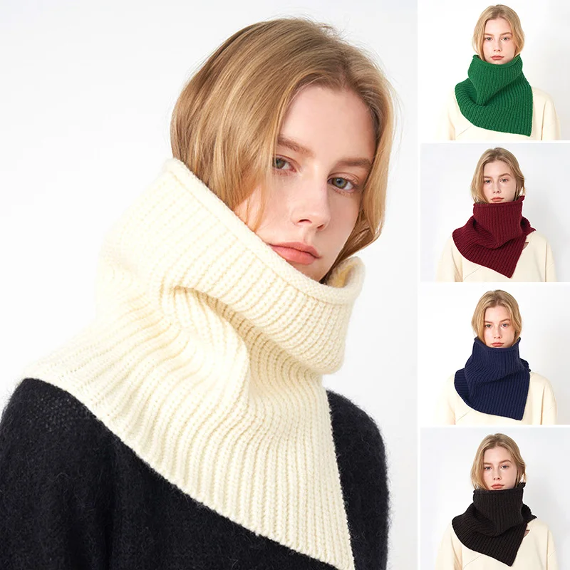 

Зимний женский вязаный шарф с круглым вырезом и асимметричным дизайном, с высоким вырезом, для защиты шеи от тепла и ветра