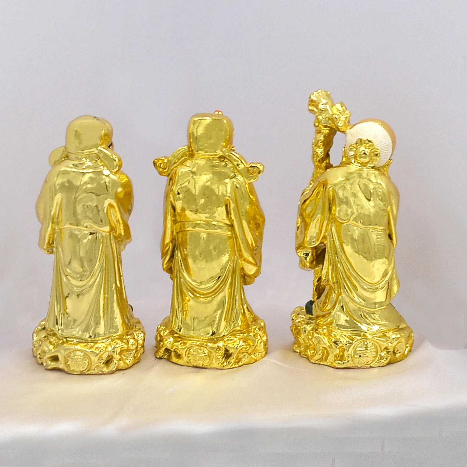 Feng Shui Golden Fu Lu Shou Three Goddesses Fuk Luk Sau H:5" C1037-1 4