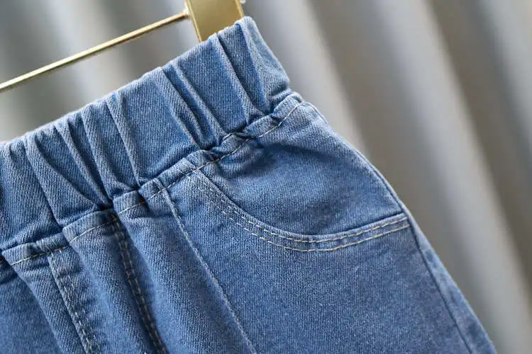 قيعان الجرس المرنة للبنات ، جينز أنيق وجيد التهوية ، لون خالص ، عصري ، عمر 3-12 سنة ، نمط الربيع والخريف