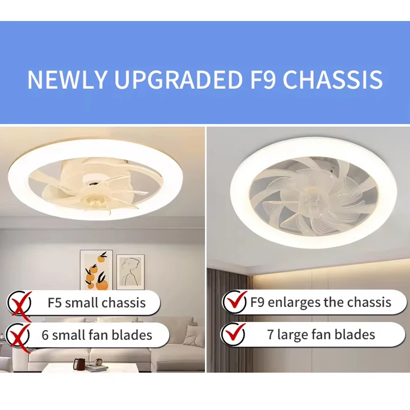 New Ceiling Fan Light Living Room Bedroom Modern and Simple Home Intelligent Remote Control Restaurant LED Fan Light 6