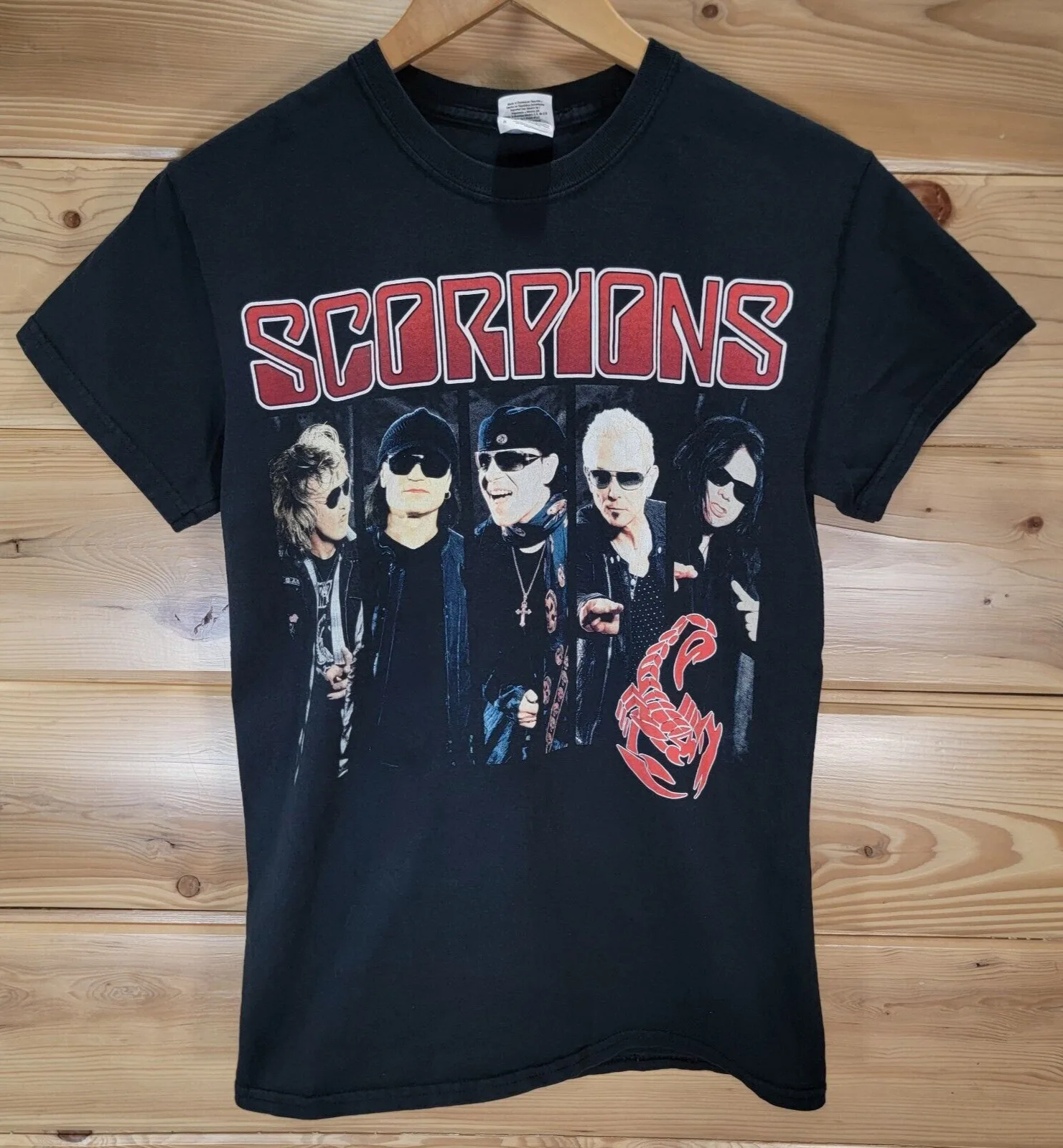 Scorpions 2016 World Tour Concert T Shirt Uomo Small Double Sided Distress Maniche Lunghe O Corte