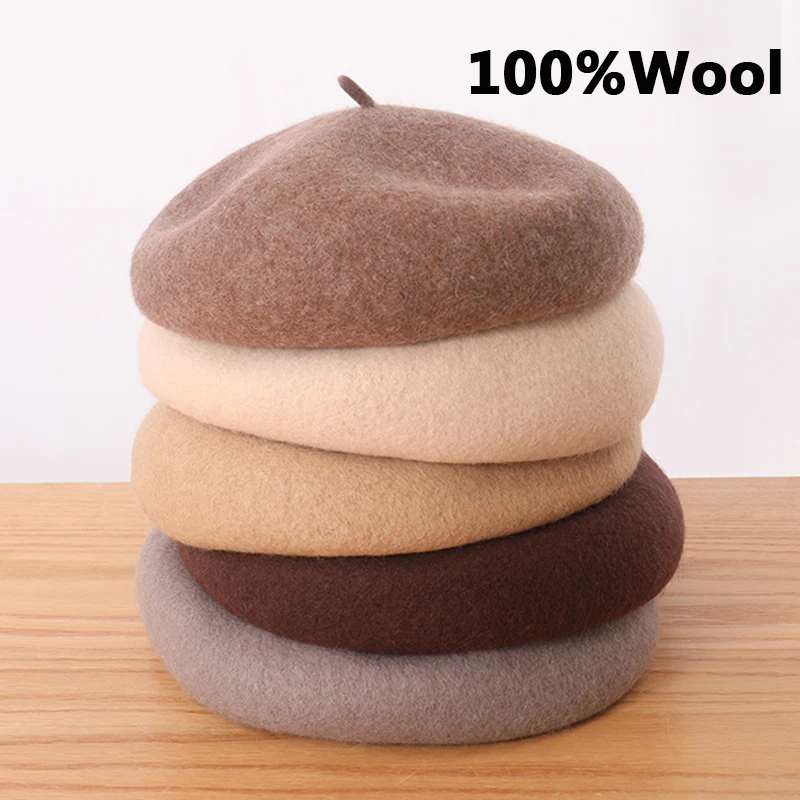 Beret Hat French Berets Vintage Plain Wool Beret for Women Men Spring Winter