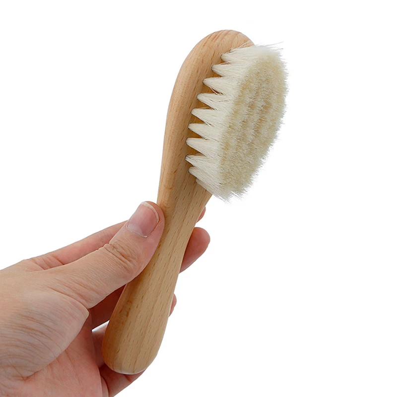 Description Picture 6 of itemBaby Care Pure Natural Wool Baby Wooden Brush Comb Brush Baby Hairbrush Newborn Hair Brush Infant Comb Head Massager