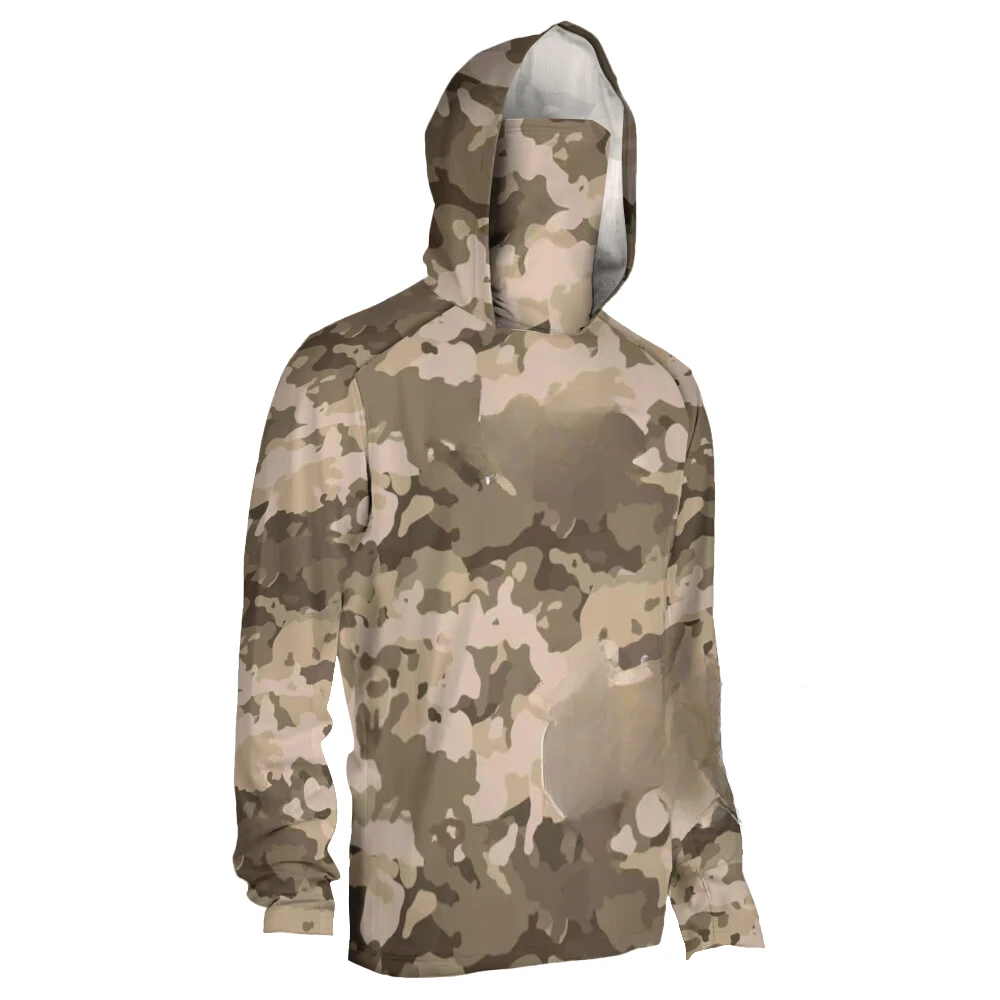 Fishing Hoodie Shirts Long Sleeve Fishing Clothing With Mask Uv Neck Gaiter Men\'s Breathable Angling Jersey