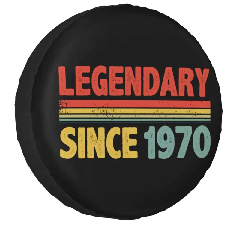 

Legendary Since 1970 Tire Cover 4WD 4x4 RV Born In 1970 53th Spare Wheel Protector Universal for Jeep 14" 15" 16" 17" Inch