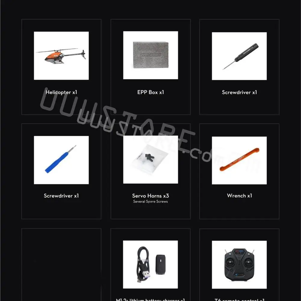 Helicopter xl EPP Box xI Screwdriver xL Screw