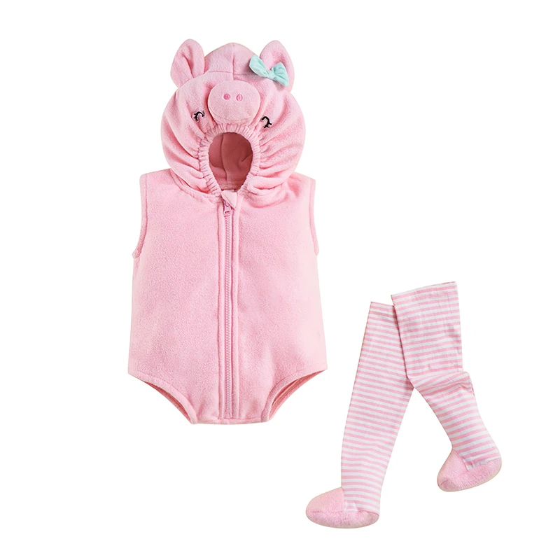 0-24M Newborn Infant Baby Boy Girl Bodysuit Cute Sleeveless Hooed Jumpsuit Animal Clothing Legging 2Pcs Outfit Set
