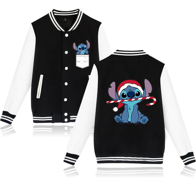 Y2k Disney Hoodie Lilo Stitch Baseball Jacket Men Women Sweatshirt Hip Hop Harajuku Jackets Streetwear Loose College Coats