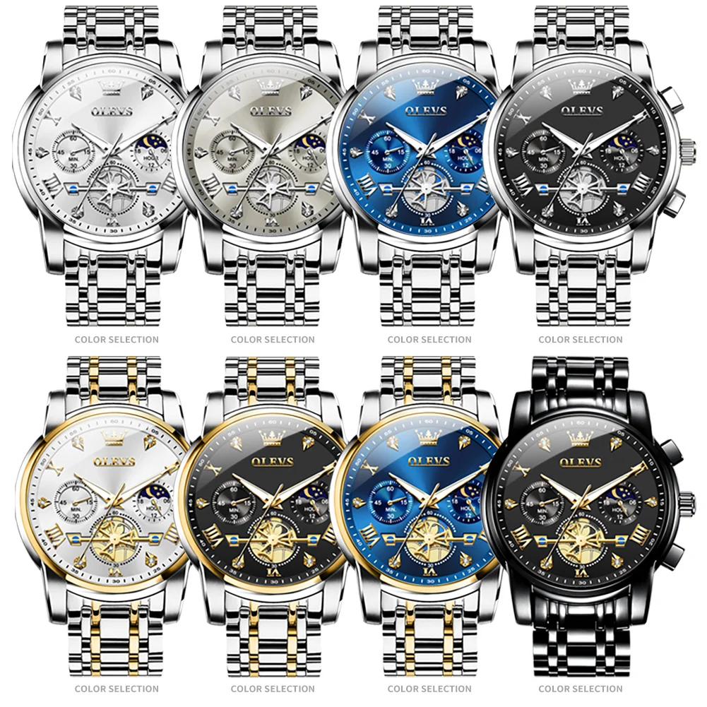 Olves 2856 Gold Quartz Watch for Men Creative Steel Mens Watches Fashion Waterproof Bracelet Wristwatch Male Relogio Feminino 6
