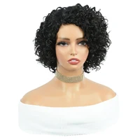 Perruque Lace Front Wig naturelle, cheveux crépus bouclés, coupe Pixie, couleur 4x1, pre-plucked, avec raie latérale, pour femmes 5