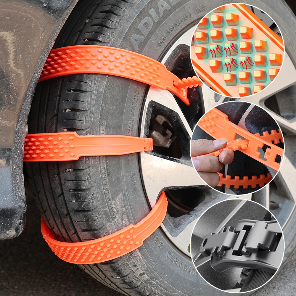Snow Chain Tyre Chain Urethane Set Wheel Ties Belts Car Tires Chains Winter Anti-Slip Anti Skid Snow Emergency Accessories