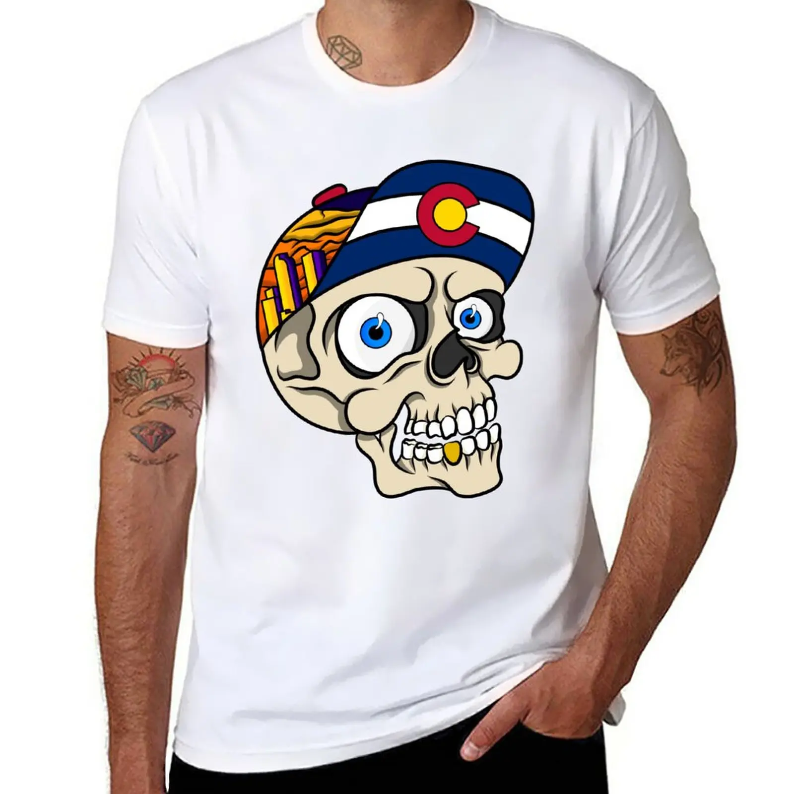 

New Colorado Skull T-Shirt Blouse blank t shirts korean fashion T-shirt men