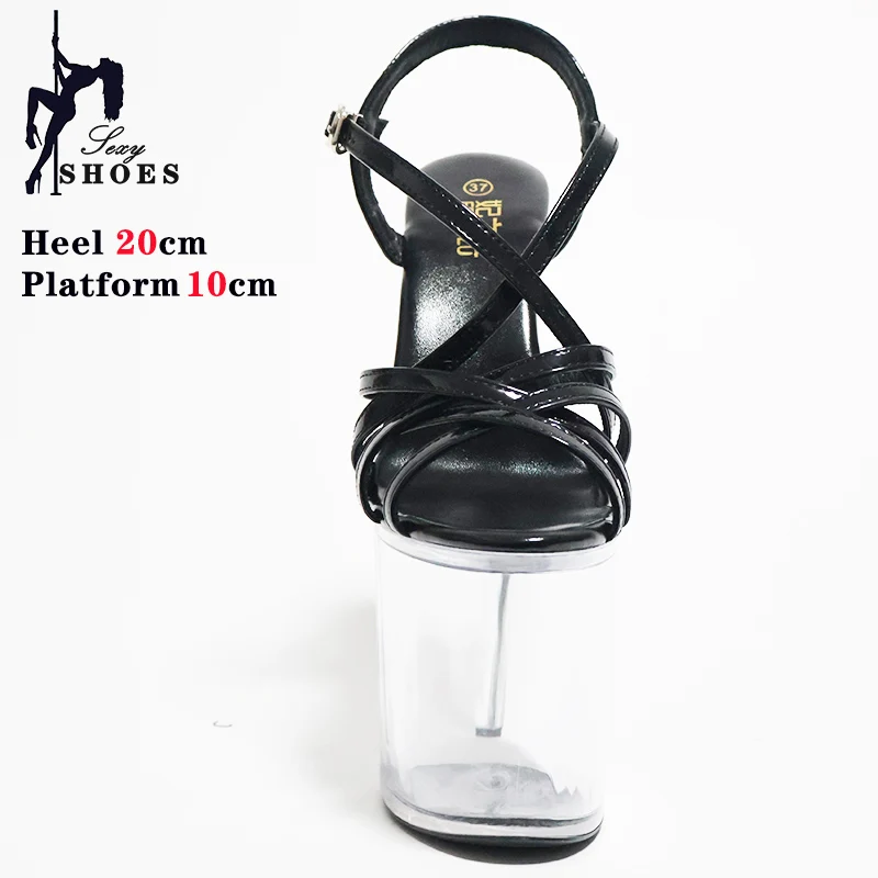 8Inches/20cm Women's Sandals with Heels Exotic Crystal Rransparent High Stripper Pole Dancing T-show Model Catwalk Lady Shoes