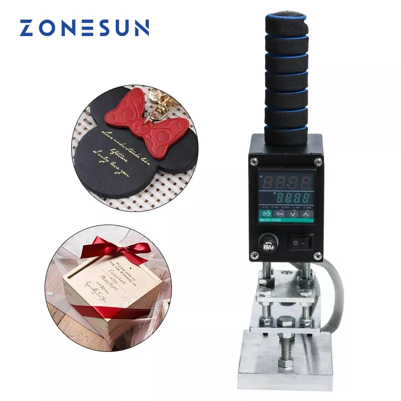 

Ручной термопресс ZONESUN 8*10 см 500 Вт, машина для тиснения кожи, дерева, бумаги, тиснения логотипа на заказ, Железный станок для горячего тиснения по дереву