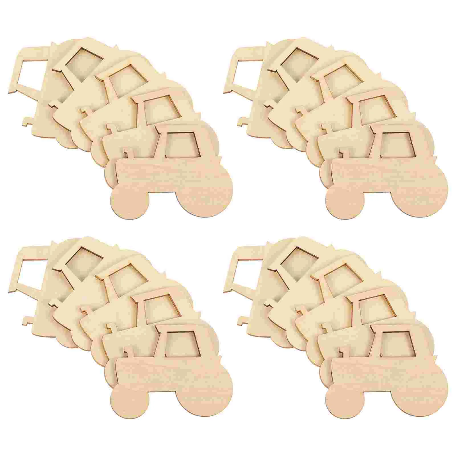

20 Pcs Cartoon Tractor Party Supplies Hanging Pendants Decor DIY Handmade Slices Wood