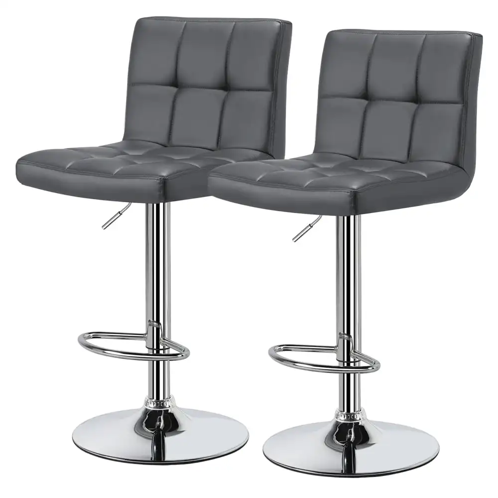 

SMILE MART 2pcs Faux Leather Modern Counter Bar Stools, Gray