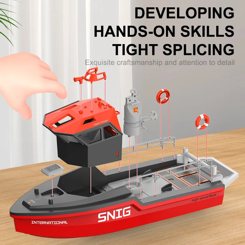 T694 1/32 RC Boat 2.4G Brushless Motor 8km/h High Speed Speedboat Model Electric Waterproof Ship Watercraft Toys for Children 5