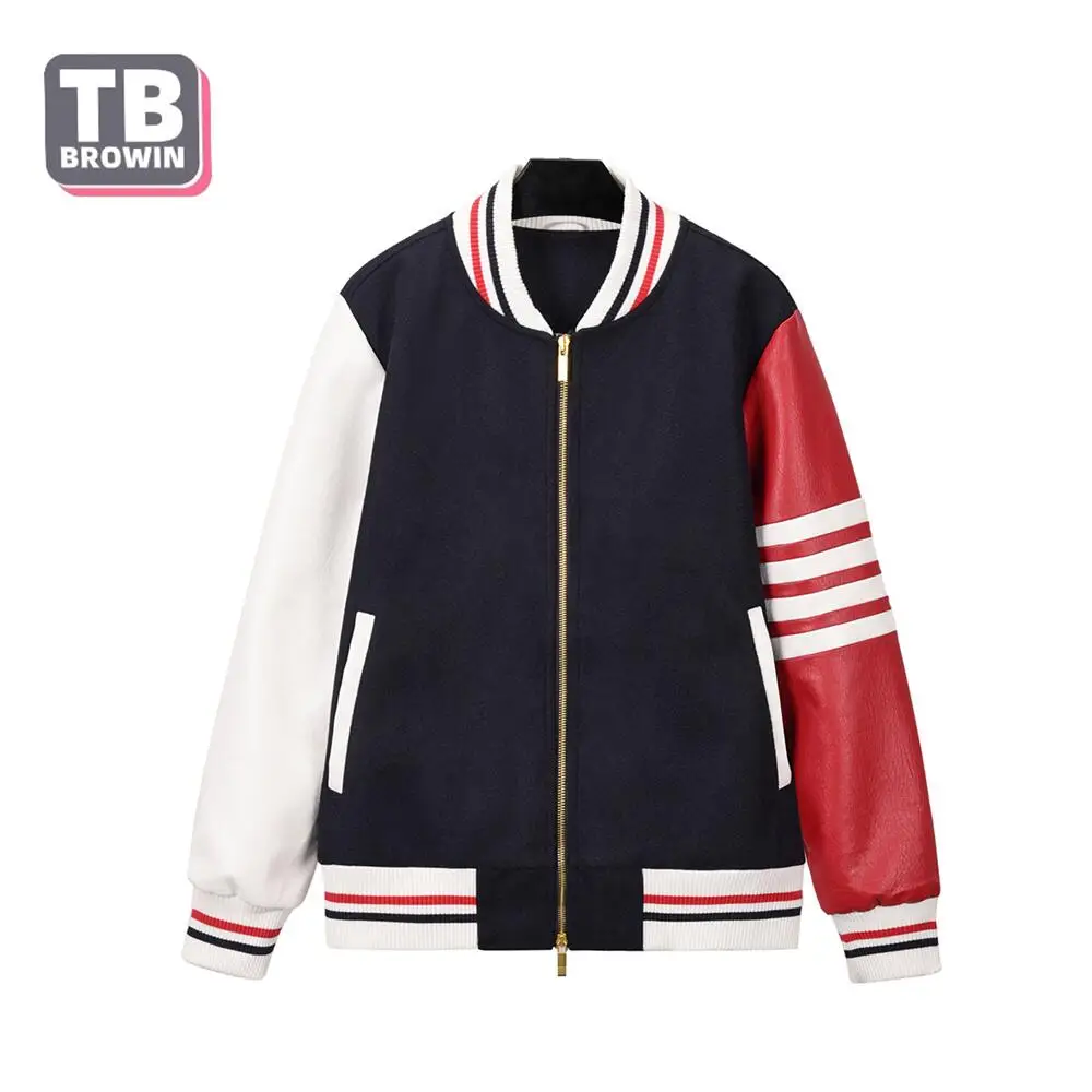 

TB BROWIN Thom men's women's baseball uniforms stand-up collar striped long-sleeved raglan sleeves color-blocking Korean jacket