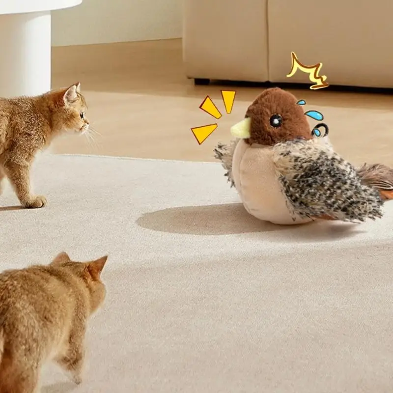 Interactive Sparrow Cats Toy with Life Like Designs And Authentic Bird Calls For Indoor Cats Entertainment And Exercise