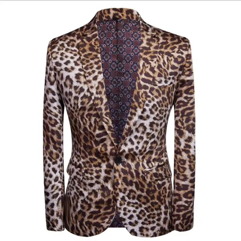 Hot Sale Leopard Print Men Suit Blazer Set With Pants 2025 Safari Suits For Men Performance DJ Jacket Luxury Singer Star Coat 2