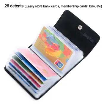جديد مكافحة سرقة معرف حامل بطاقة الائتمان موضة المرأة 24 فتحات بت سليم بولي Leather حافظة جيب جلدية محفظة محفظة للنساء الرجال 5