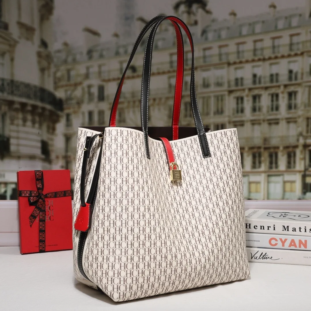 CILMI HARVILL CHHC Women's 2024 Large Bucket Bag Portable Single Shoulder Armpit Bag Large Capacity Leather Pattern Portable