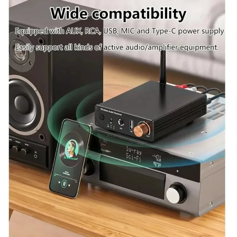 VIKEFON 블루투스 6 오디오 수신기 AUX 3.5mm AUX RCA USB U-디스크 6.5mm 가라오케 스테레오 무선 어댑터 TV PC용 리모컨