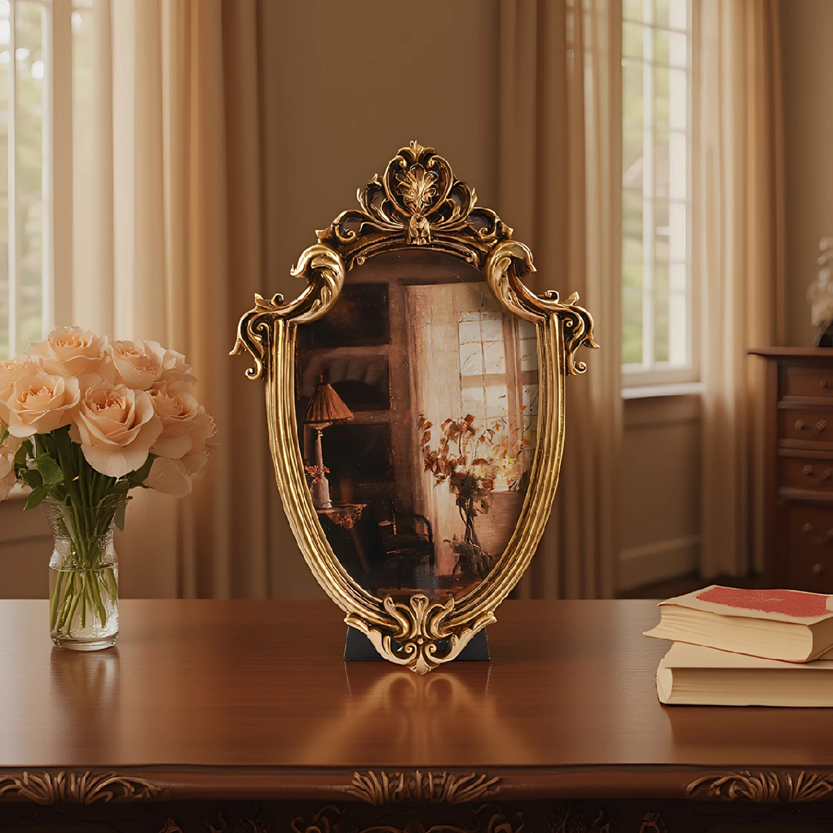 1PC, European classical lace-patterned decorative photo frame, placed on the desktop, suitable for home decoration photos
