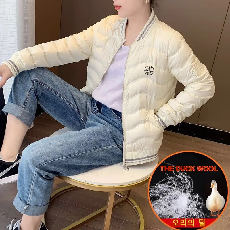 

White duck down Women's Golf wear Korea fashion eiderdown tops Golf Coat Winter warm duck feather Ladies golf jacket clothing