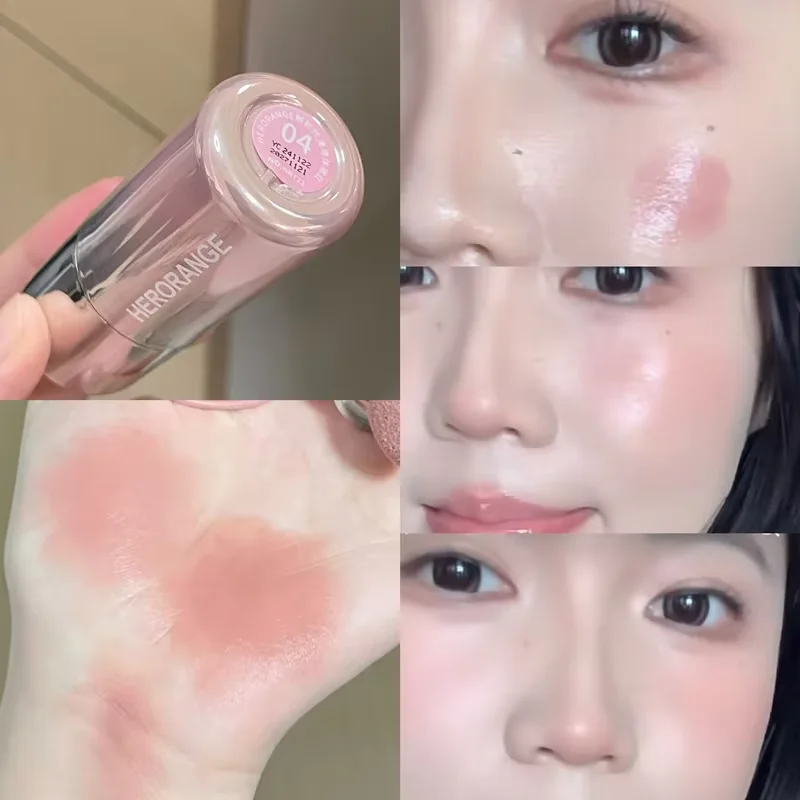 Liquid Blush Stick Sponge Tip Suitable Lips Cheeks Waterproof Long-Lasting Color Correcting All Skin Tones Brightening Effect Net Content 5.8g