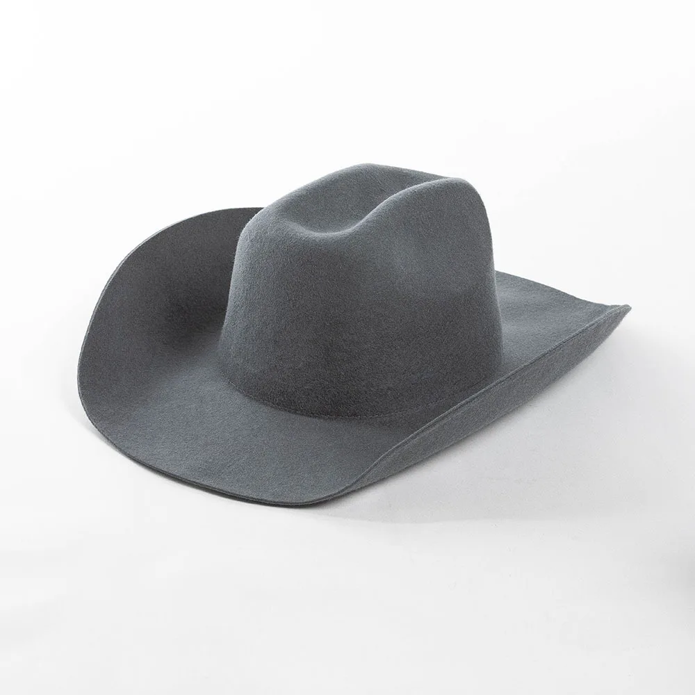 Cowboyhat autumn and winter new wool cowboy hat jazz hat European and American fashion casual rolled edge wool felt cowboy hat