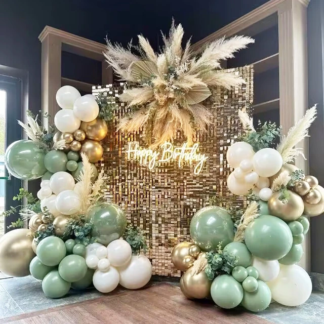 Kit d'arche de guirxiété de ballons vert pastel, décoration de mariage  romantique, fête de Noël