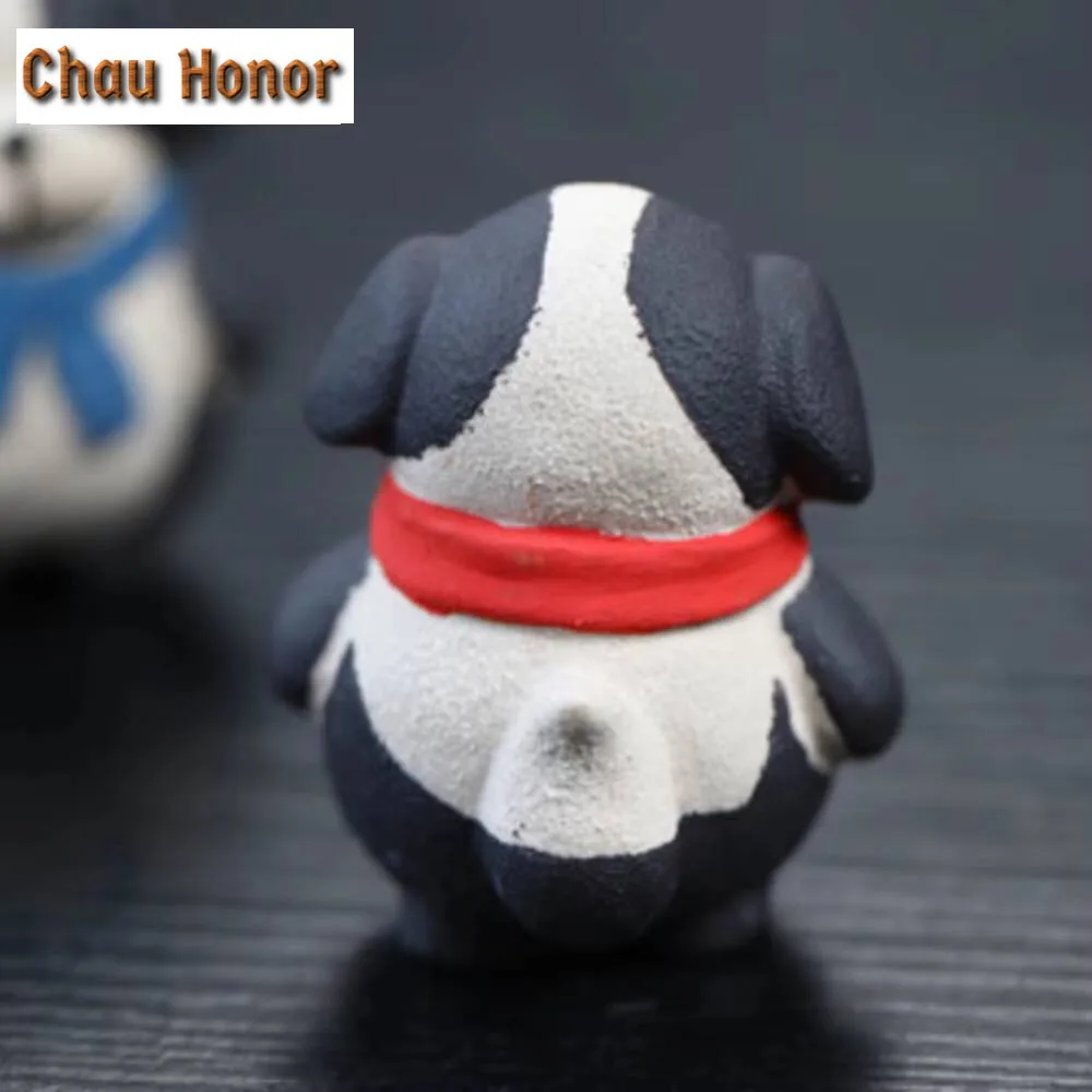 Fortune Border Collie Puppy Tea Pet Boutique Wangcai Purple Clay Tea Play Figurine Toys Raise Cute Zodiac Dog Sculpture Crafts