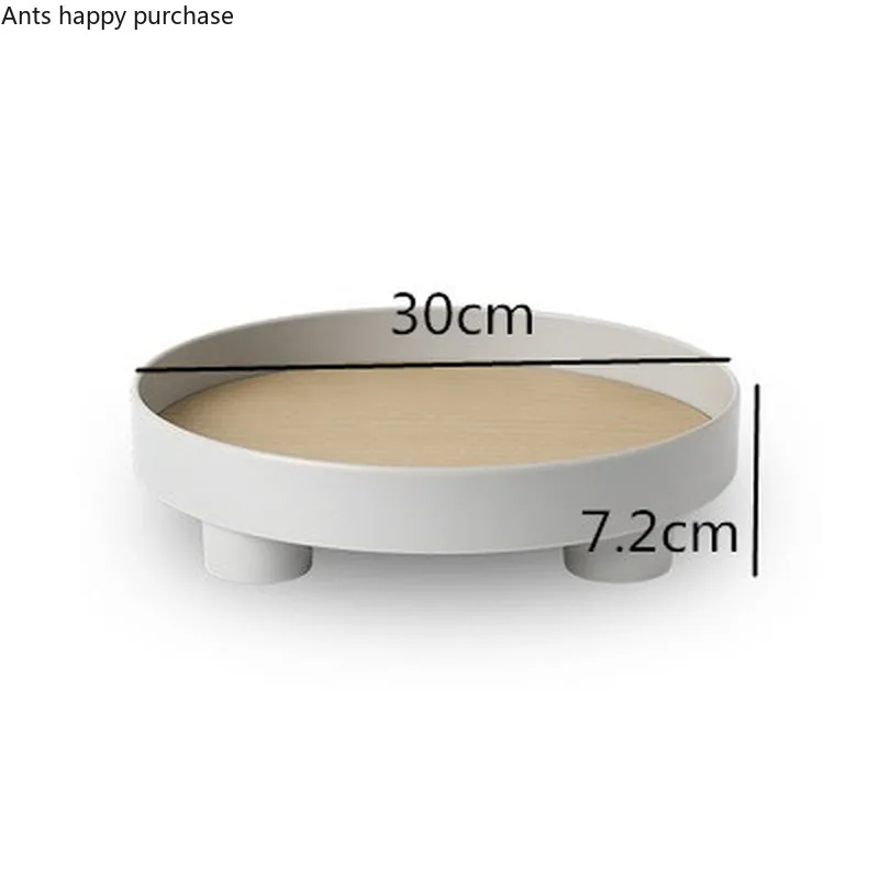 Nordic Round Plastic Tray Wooden Plastic Organize Disk Snacks Sundries High Foot Plate Home Use Desktop Decoration Tea Tray 6