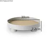 Nordic Round Plastic Tray Wooden Plastic Organize Disk Snacks Sundries High Foot Plate Home Use Desktop Decoration Tea Tray 6