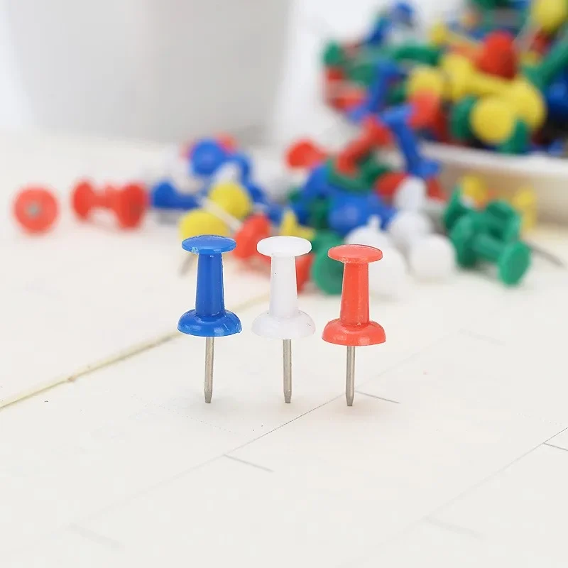 100PCS Binding Cork Board Safety Colored Plastic Pin Big Head Push Needle Pins Drawing Photo Wall Studs Office School Supplies