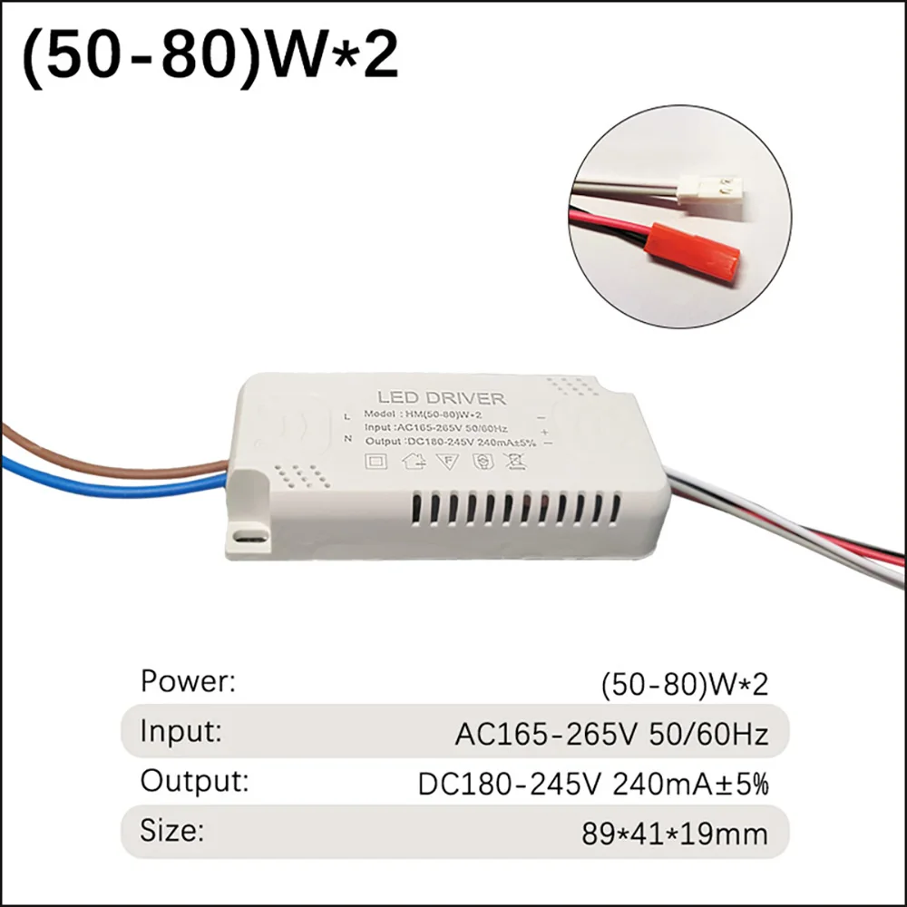 Description Picture 6 of item240mA Constant Current LED Driver 50-80W*2 40-50W*4 50-70W*6 50-72W*8 Power Supply AC180-260V To DC150-230V Lighting Transformer